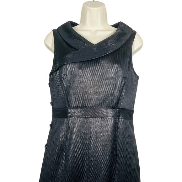 Lavender Label x Vera Wang Sleeveless Midi Cocktail Dress Black Metallic - 6 - Picture 3 of 11